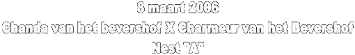 8 maart 2006
Chanda van het bevershof X Charmeur van het Bevershof
Nest "A"

